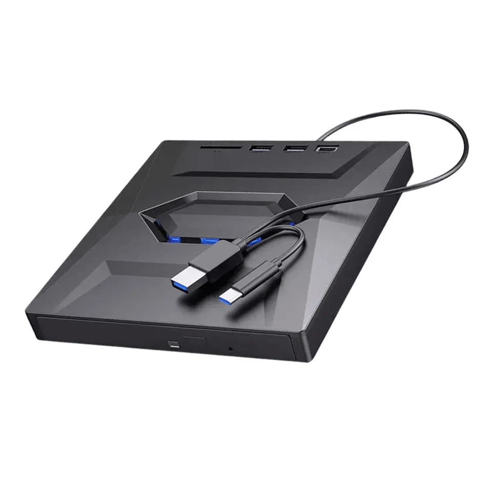 External CD and DVD Drive with SD Card and USB Hub for Laptop and PC