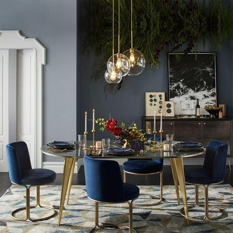 Modern Glass Globe Pendant Light in Brass Design
