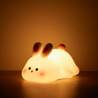 Silicone Rabbit Touch Lamp with USB Charging for Kids Bedside and Reading
