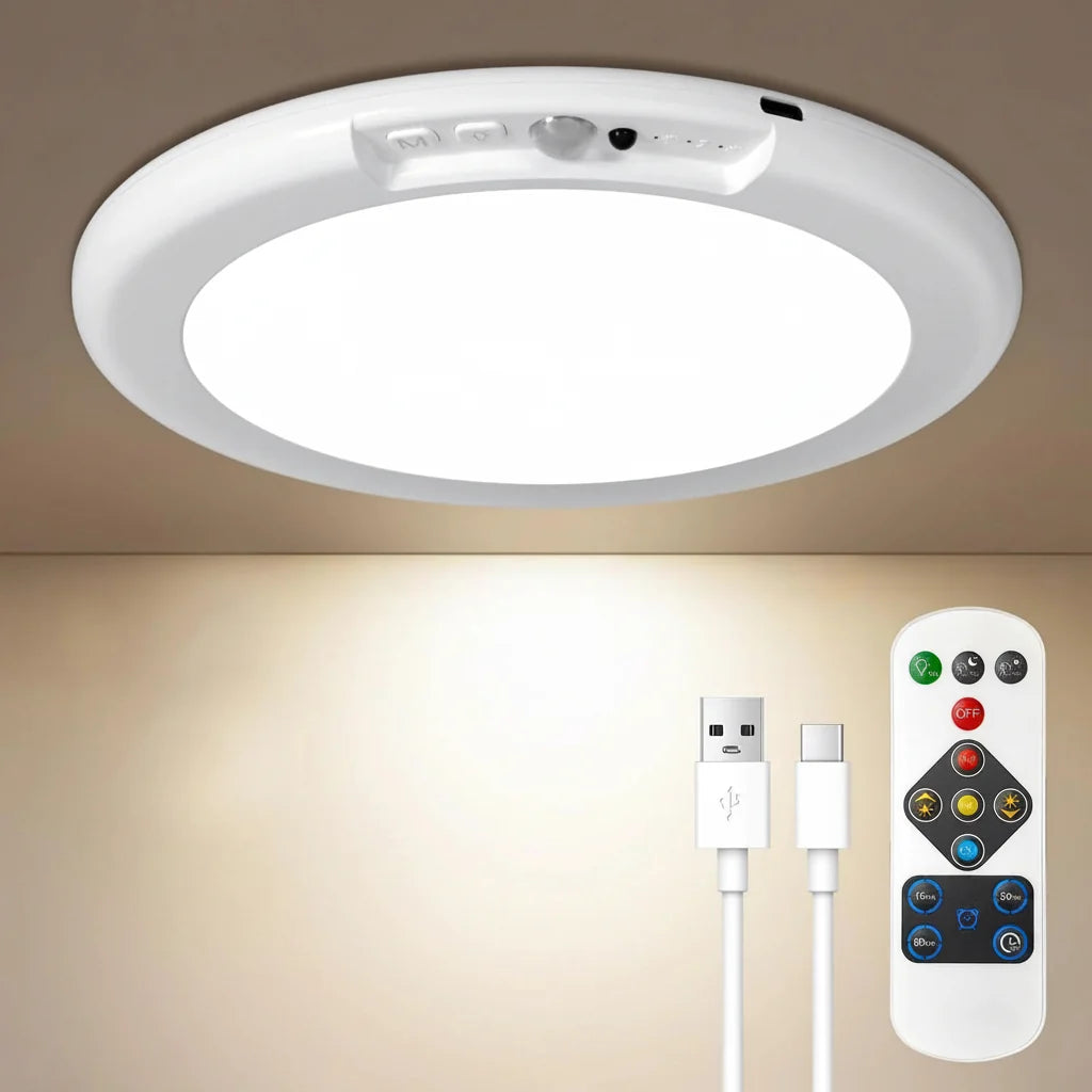Rechargeable LED Ceiling Light with Motion Sensor for Indoor Use