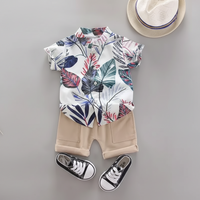 Baby Boy Summer Outfit Set with Pull On Top and Elastic Shorts, 2 Piece