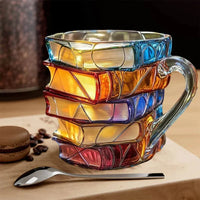 Book Spine Shaped Glass Mug for Literary Enthusiasts and Readers