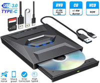 External CD and DVD Drive with SD Card and USB Hub for Laptop and PC
