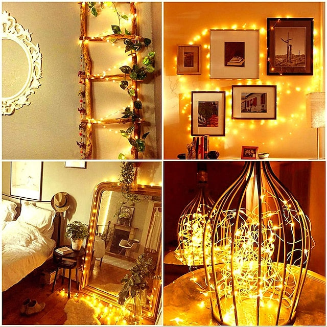 Firefly String Lights, 7Ft 20 LED Battery Operated with Flexible Silver Wire for Mason Jars and Wedding Decor