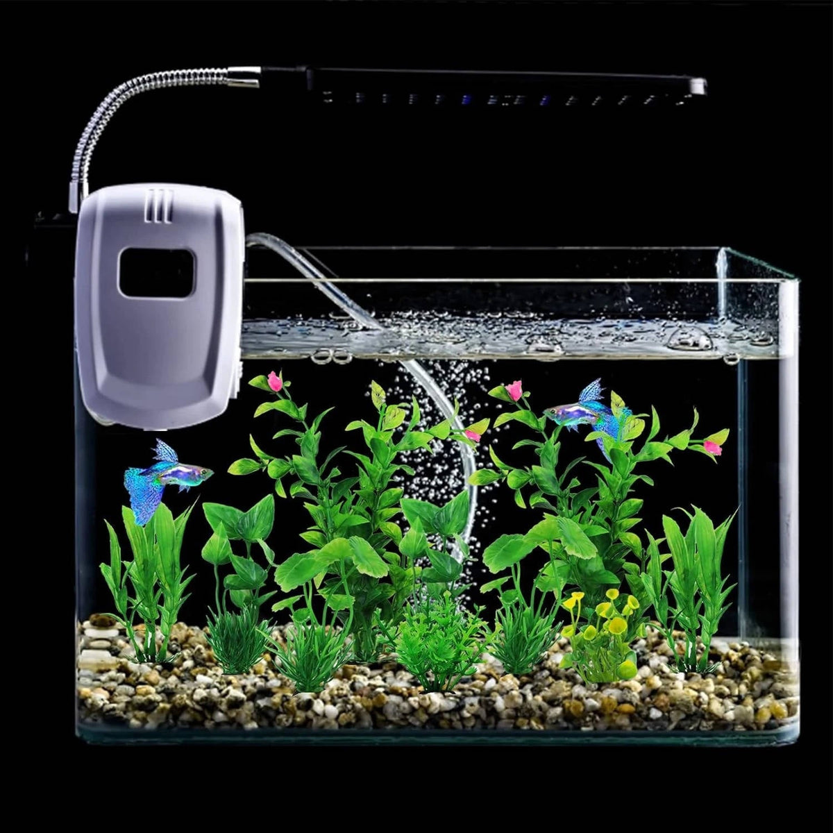 Aquarium Plant Décor Set with Weighted Bases for Fish Tanks, 10 Piece