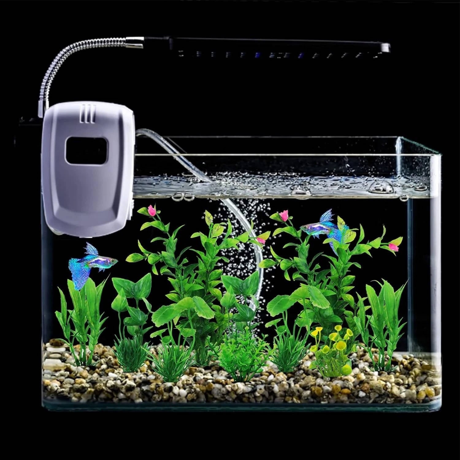 Aquarium Plant Décor Set with Weighted Bases for Fish Tanks, 10 Piece