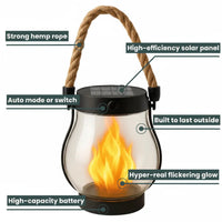 Solar Powered Outdoor Flame Effect Lantern with Flickering LED Light for Garden and Patio Decor