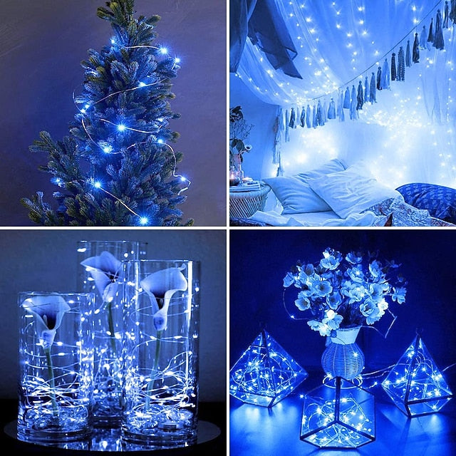 Firefly String Lights, 7Ft 20 LED Battery Operated with Flexible Silver Wire for Mason Jars and Wedding Decor