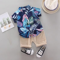 Baby Boy Summer Outfit Set with Pull On Top and Elastic Shorts, 2 Piece
