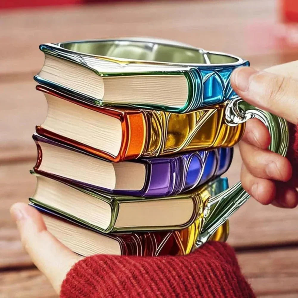 Book Spine Shaped Glass Mug for Literary Enthusiasts and Readers