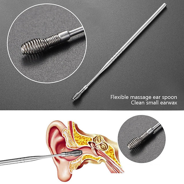 6-in-1 Stainless Steel Ear Wax Removal Kit with Reusable Picks and Keychain Storage Box