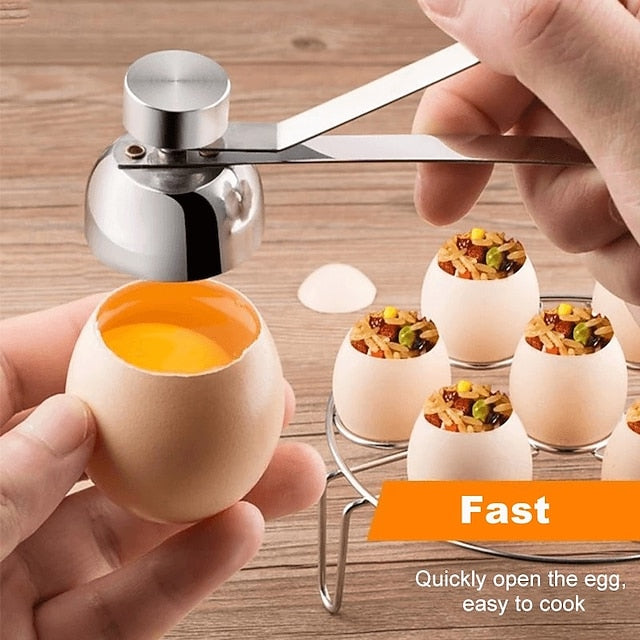 Stainless Steel Egg Shell Cutter Tool for Soft Boiled and Century Eggs in Home Kitchen