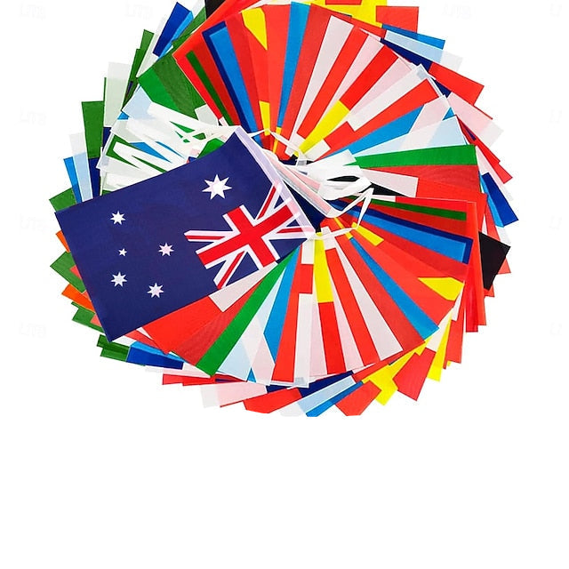 200 Nations International String Flag Banner for Global Sports Events and Classroom Decoration