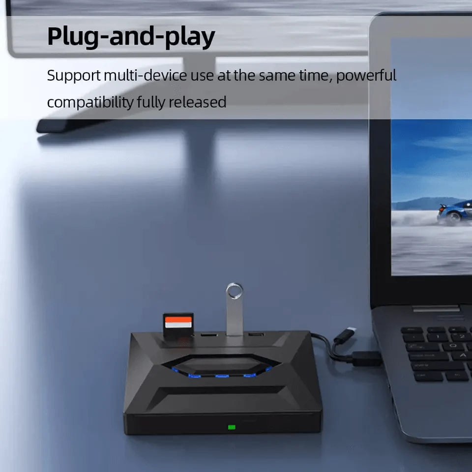 External CD and DVD Drive with SD Card and USB Hub for Laptop and PC