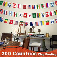 200 Nations International String Flag Banner for Global Sports Events and Classroom Decoration