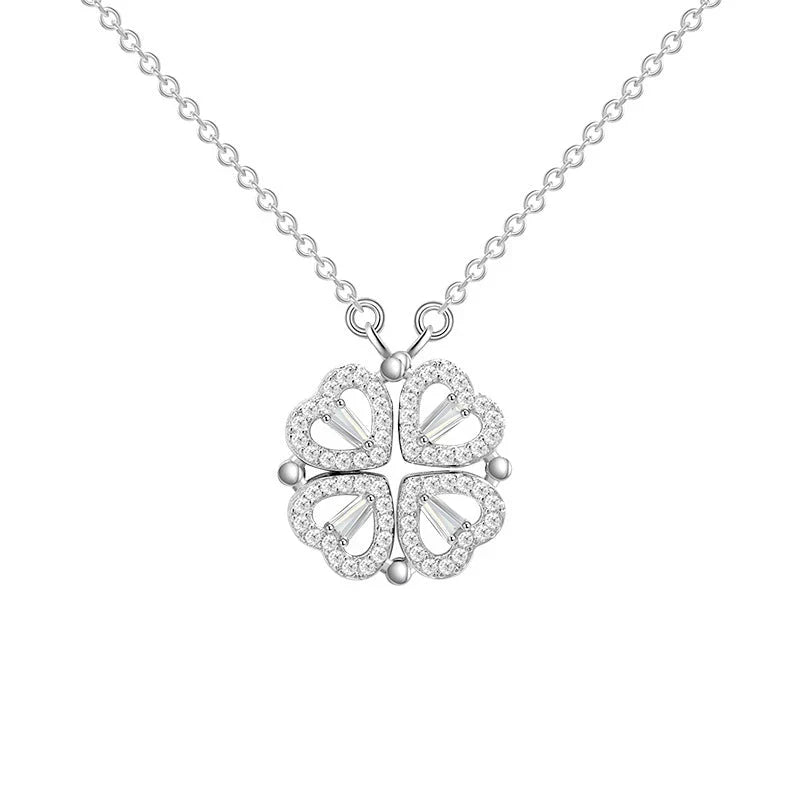 Four Leaf Clover Pendant Necklace with Delicate Chain for Women