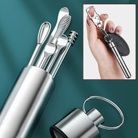 6-in-1 Stainless Steel Ear Wax Removal Kit with Reusable Picks and Keychain Storage Box