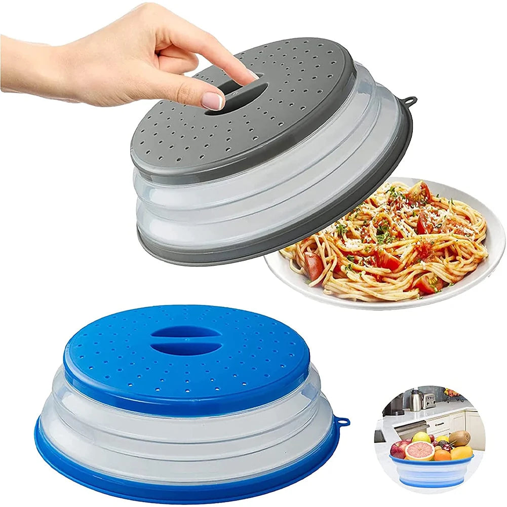 Reusable Silicone Microwave Lid with Foldable Design for Cooking and Food Storage