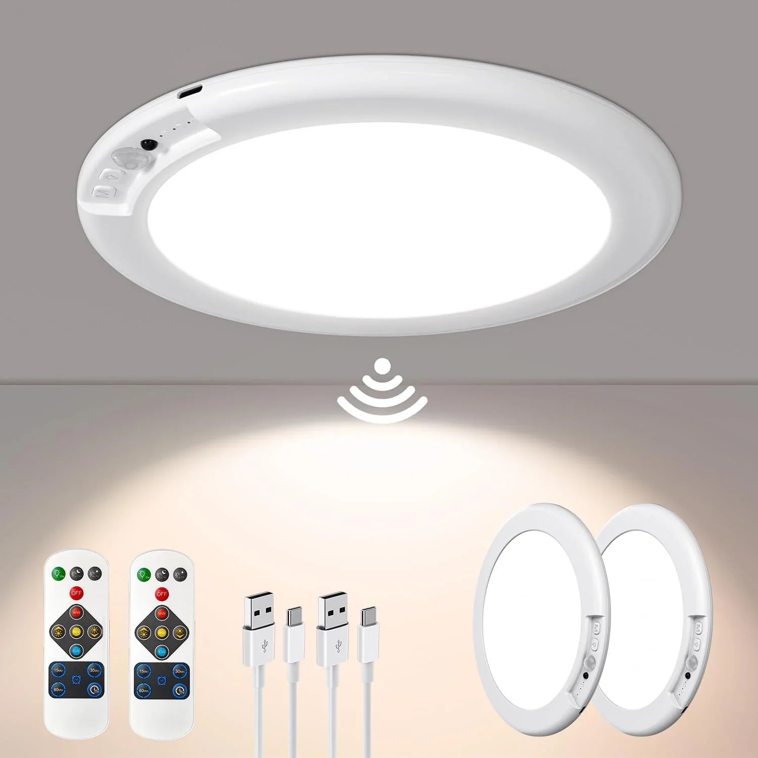 Rechargeable LED Ceiling Light with Motion Sensor for Indoor Use