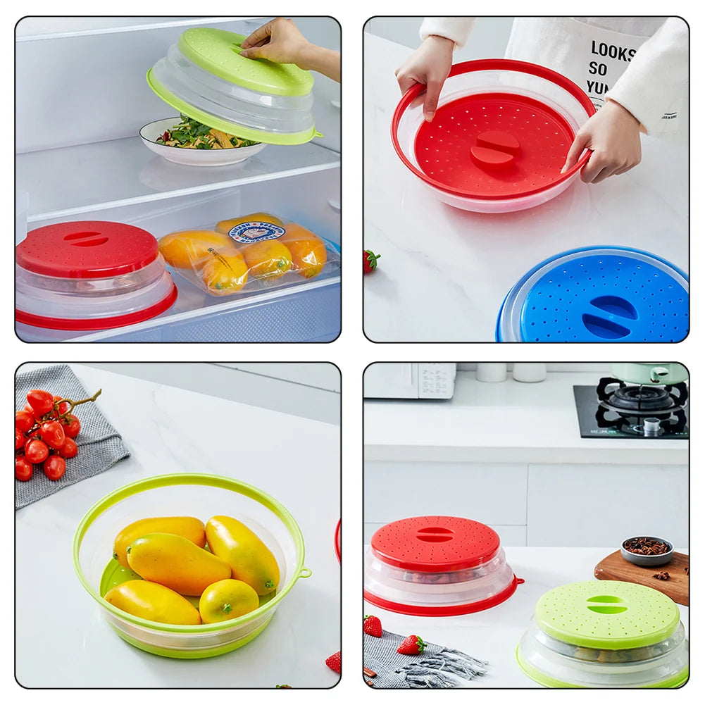 Reusable Silicone Microwave Lid with Foldable Design for Cooking and Food Storage
