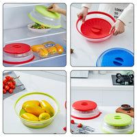 Reusable Silicone Microwave Lid with Foldable Design for Cooking and Food Storage