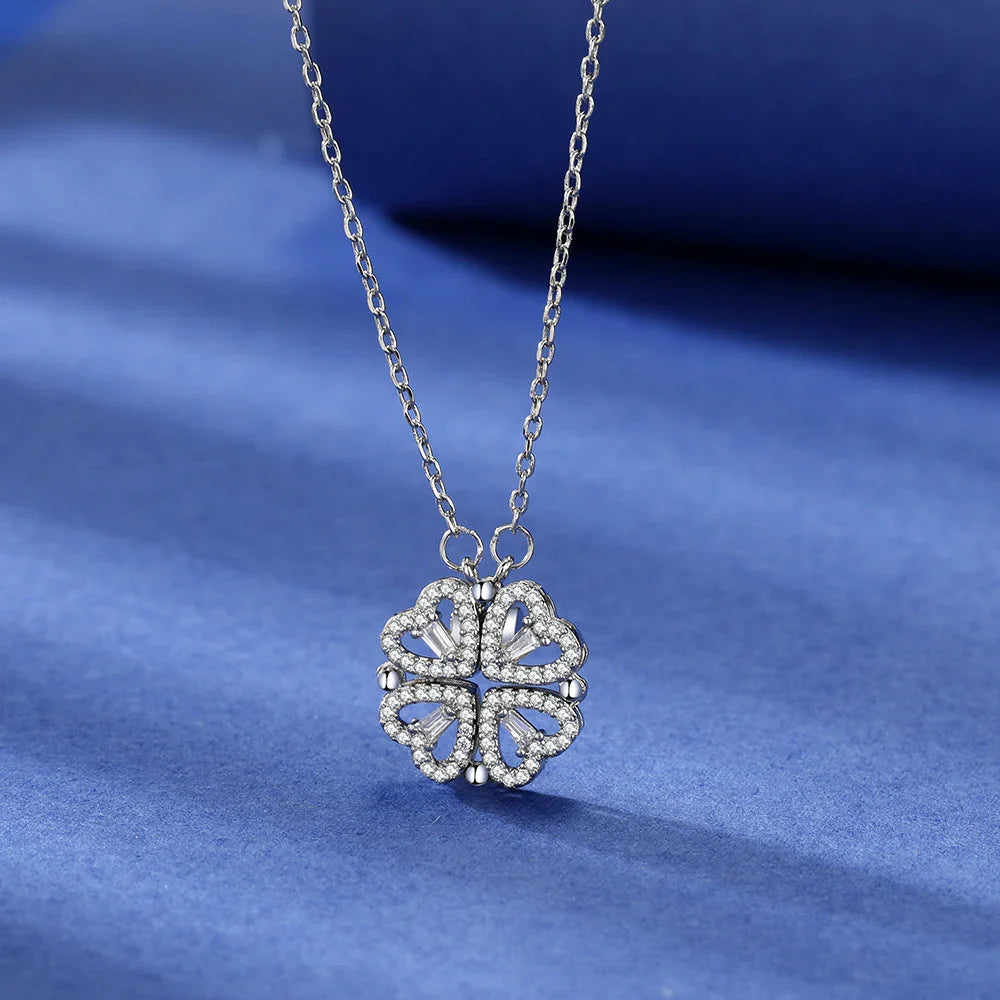 Four Leaf Clover Pendant Necklace with Delicate Chain for Women