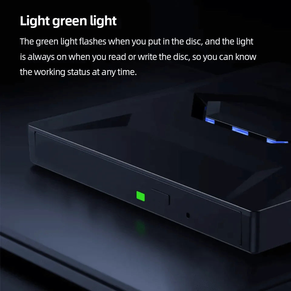External CD and DVD Drive with SD Card and USB Hub for Laptop and PC