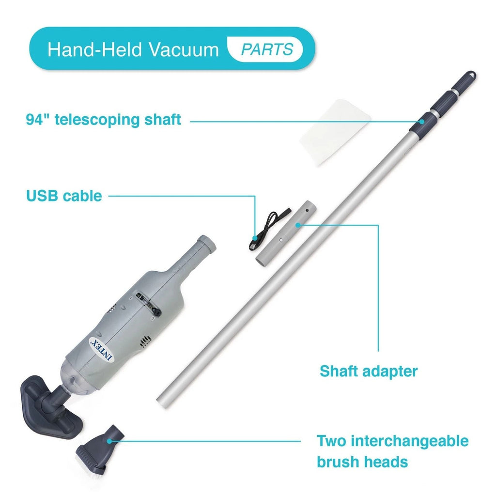 Cordless Handheld Pool Vacuum with Brush Attachments for Above Ground Pool Cleaning