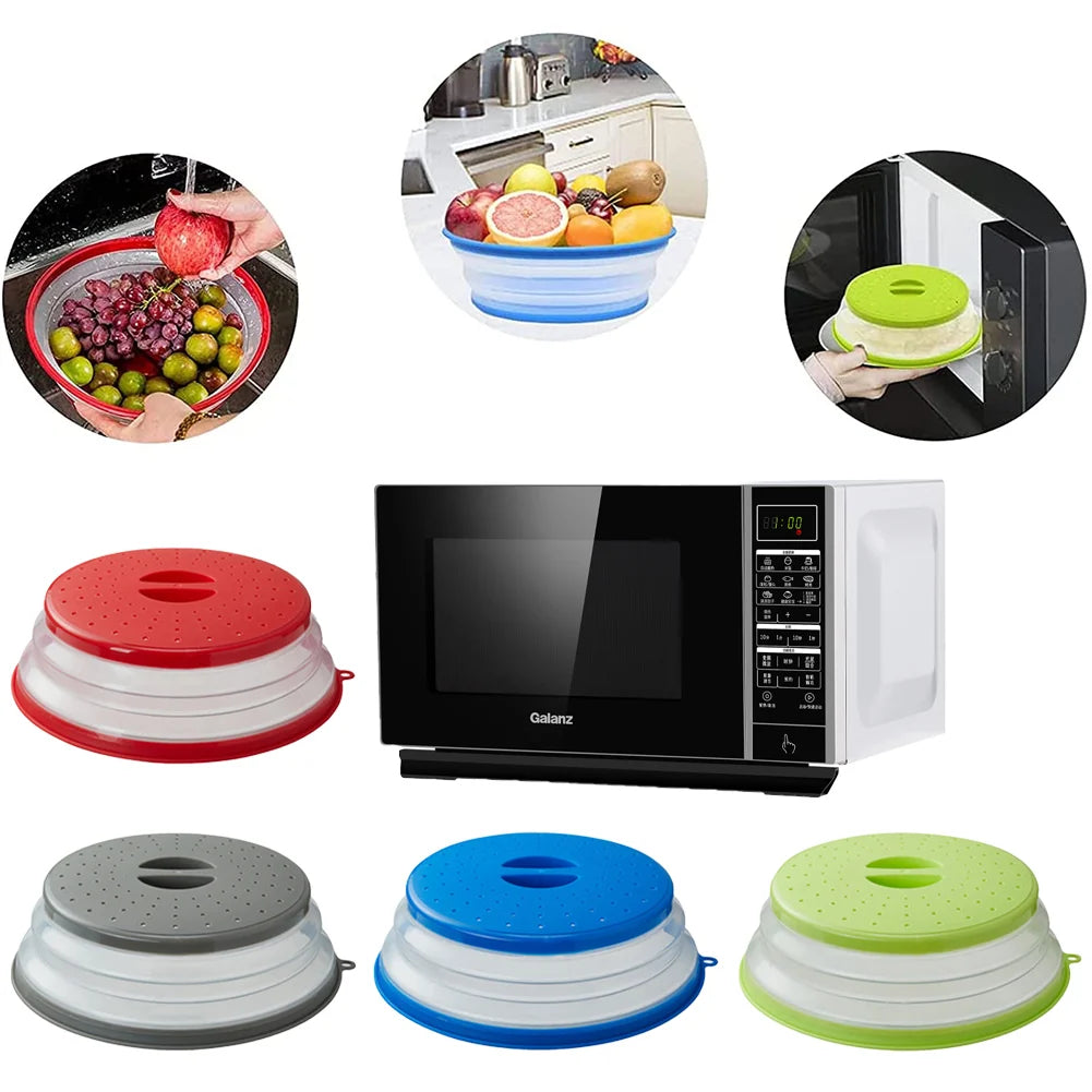 Reusable Silicone Microwave Lid with Foldable Design for Cooking and Food Storage