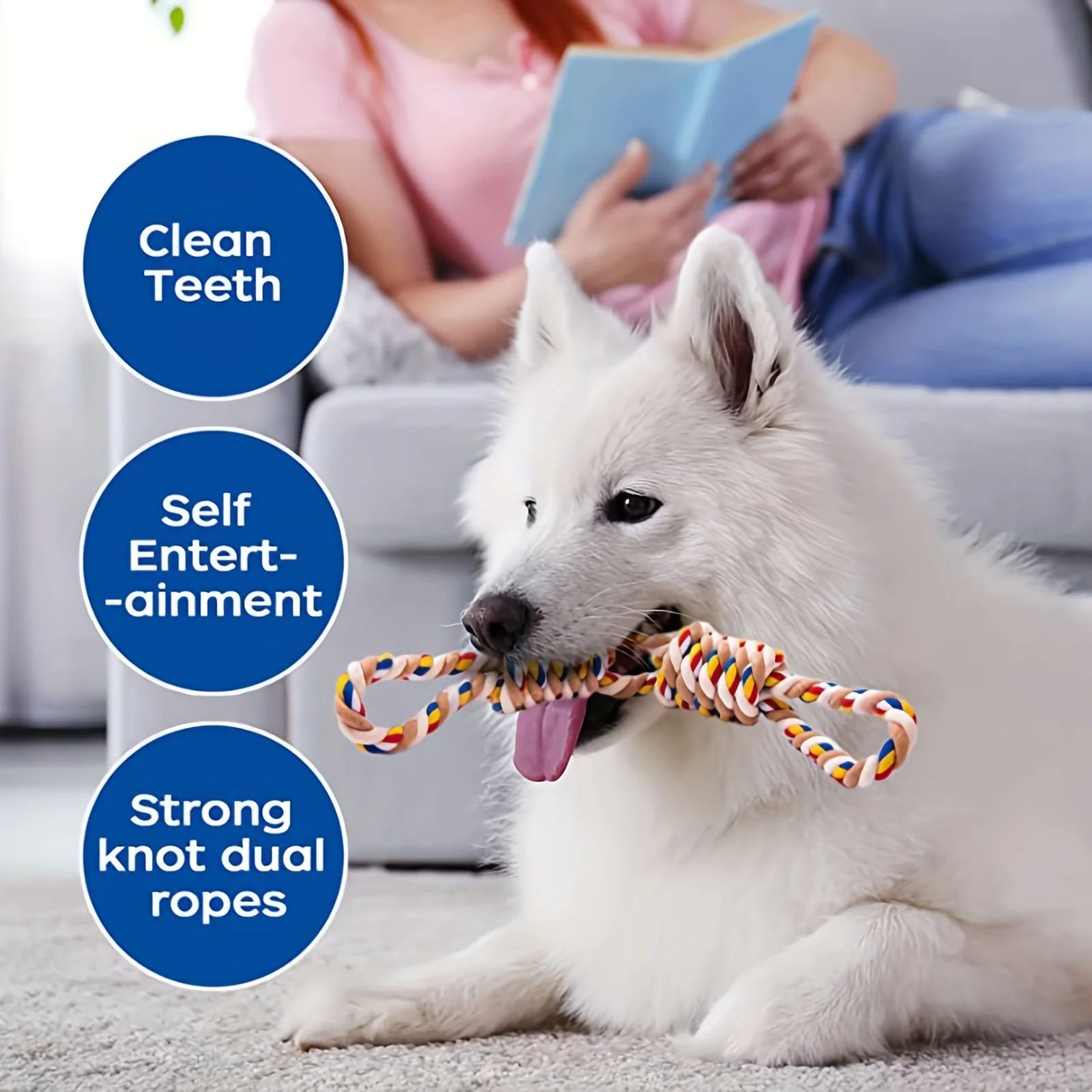 Braided Rope Chew Toy for Dogs with Tug and Fetch Play Design