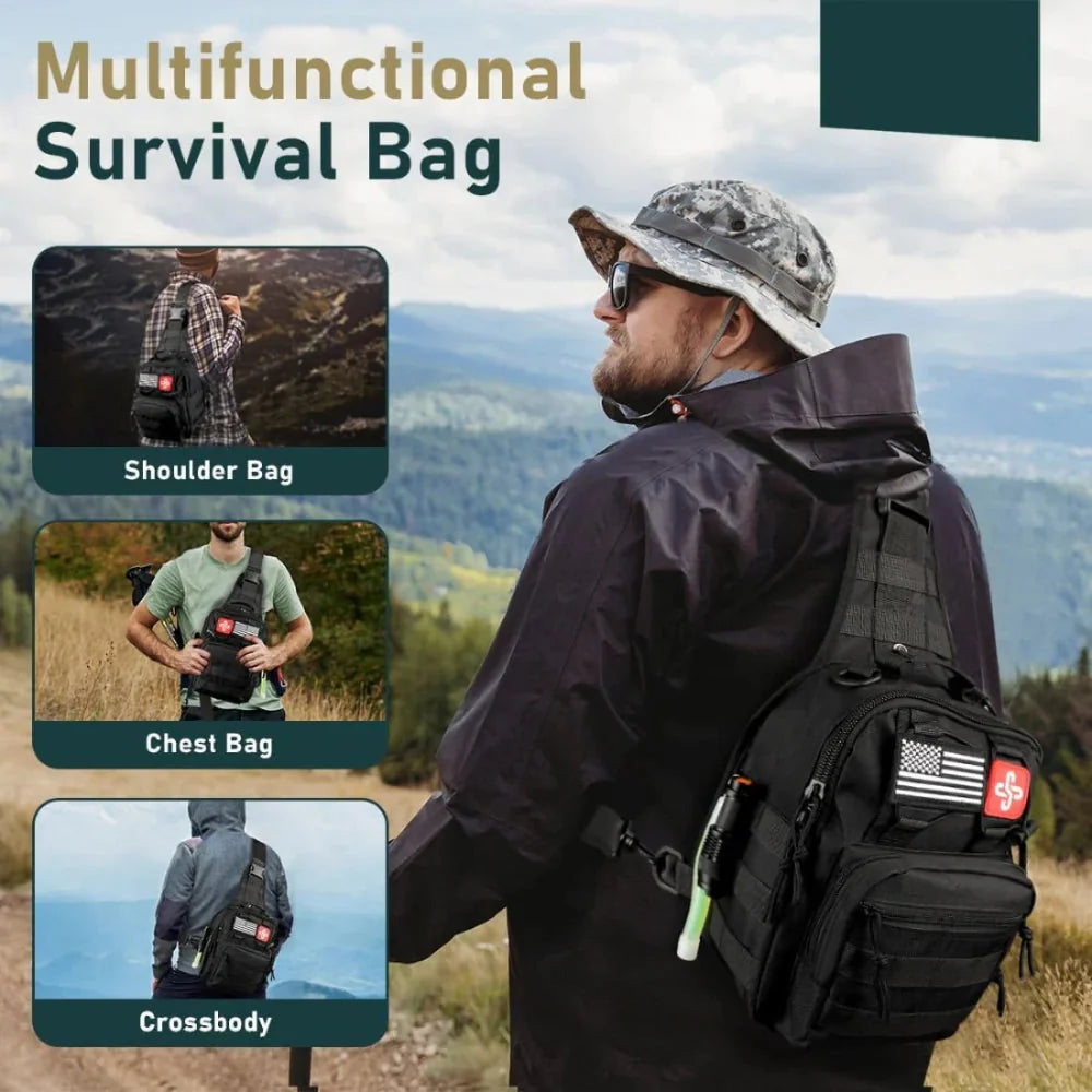 262 Piece Emergency Survival Gear Set with First Aid Kit and Camping Bag