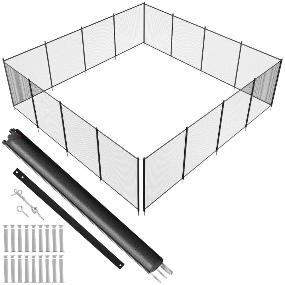 Pool Safety Barrier with Teslin PVC Mesh and Rust Resistant Poles, 4ft Height