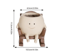 Smiling Face Resin Planter for Small Indoor Plants