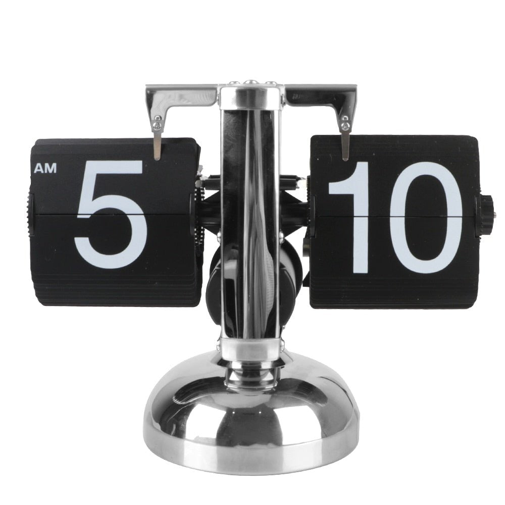 Flip Card Desk Clock with Silent Quartz Movement and Large Numbers