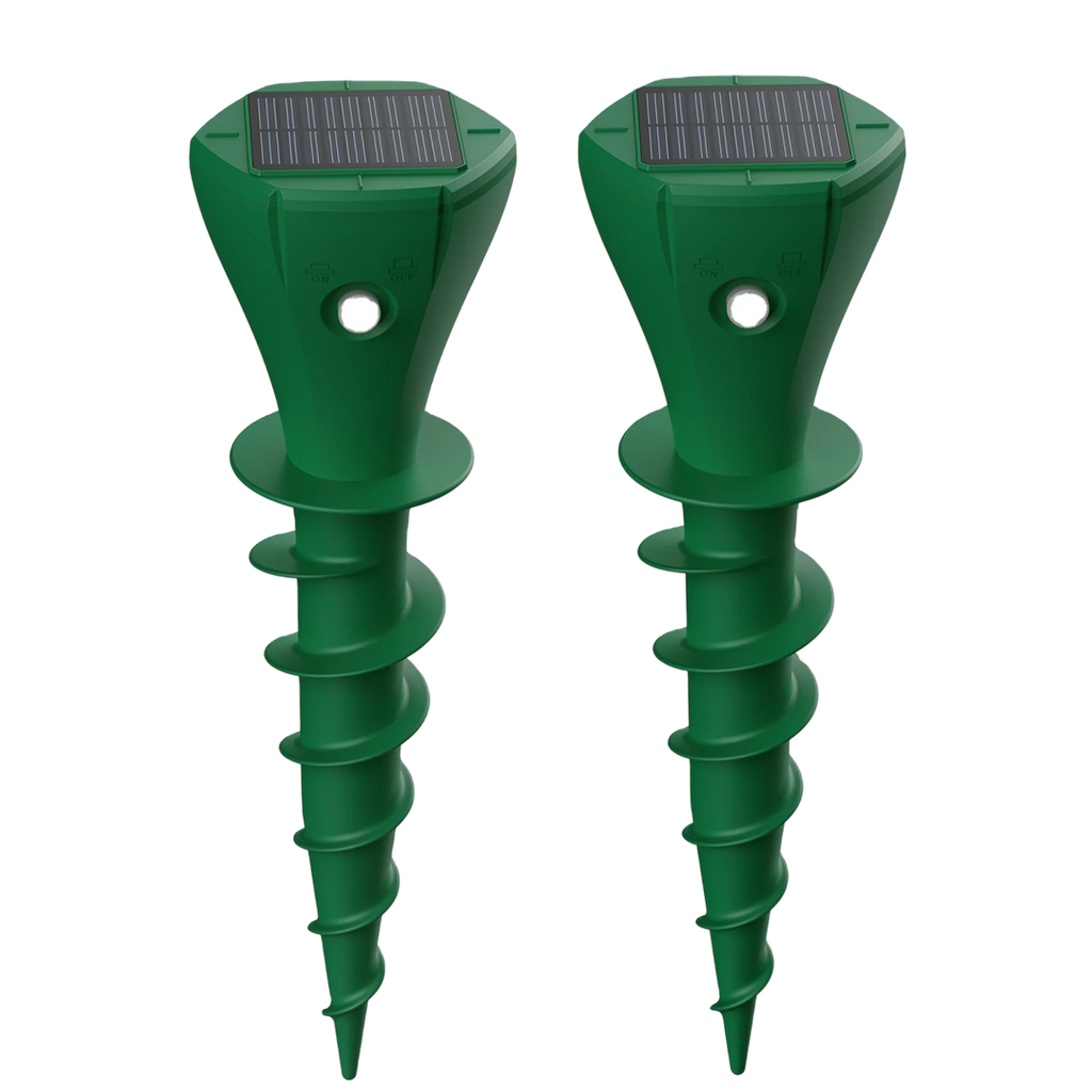 Solar Ultrasonic Snake Repeller with Ground Stake and Battery Backup
