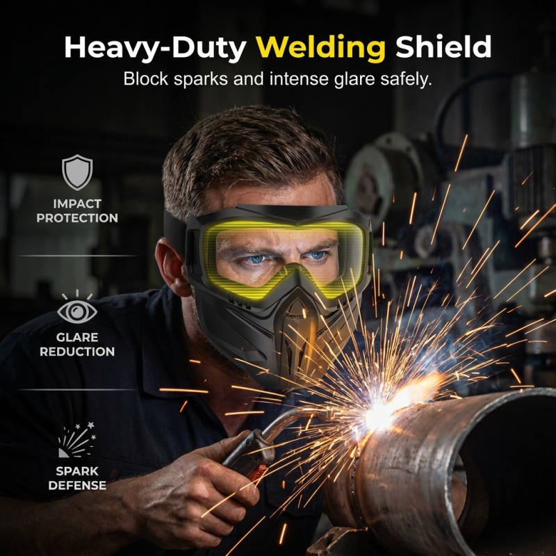 Welding Face Shield with Detachable Eye Goggles and Ventilation Ports