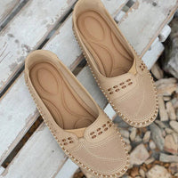 Perforated Slip On Loafers with Flat Sole Support and Breathable Upper