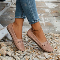 Perforated Slip On Loafers with Flat Sole Support and Breathable Upper