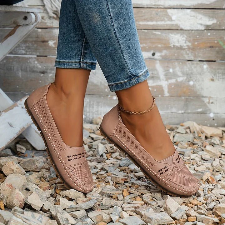 Perforated Slip On Loafers with Flat Sole Support and Breathable Upper